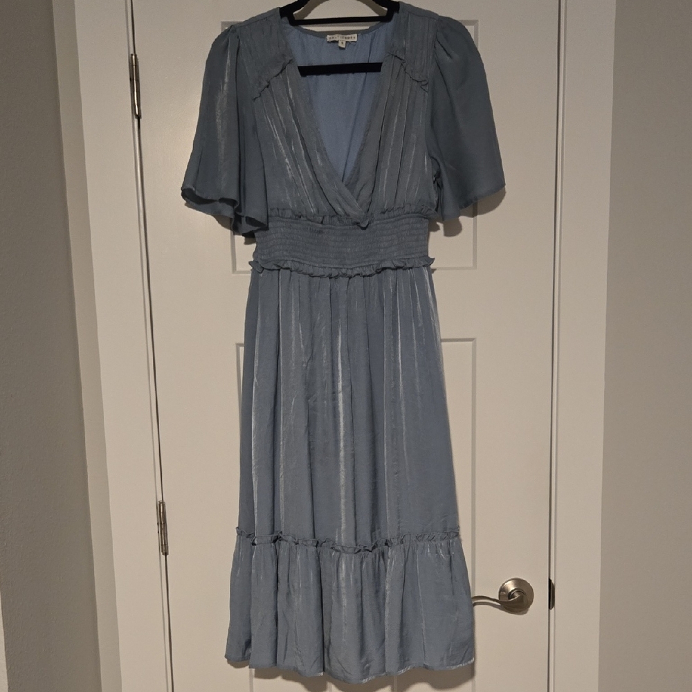 Baltic Born Blue Flutter Sleeve Midi Dress
